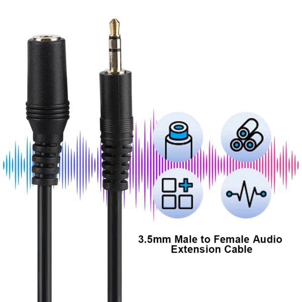 3,5 mm han- til hun-lydforlængerkabel Jack Aux-kabel til smartphone hovedtelefoner Stereo 10m