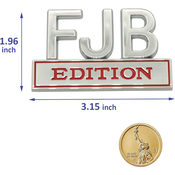2 stk. FJB Emblem 3D Fender Badge Decal Bil Lastbil Metal Udskiftning til Universal Bil, Bil, Lastbil, SUV Krom Rød