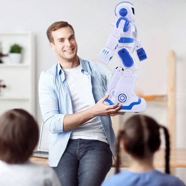 Kid Fjernkontroll Intelligent Robot Gest Sensor Sang Dansende Pedagogisk Leker Blue