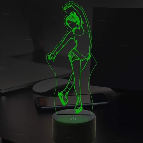 3D Ballerina Ballet Skøjteløb Natlampe Touch Switch Dec