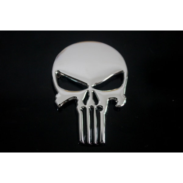 3D Skull Punisher Kjøretøy Bil Klistremerke Metall Dekal Motorsykkel 2 stk Vanntett Dekorasjon Biler, Lastebiler, Motorsykkel, Kjøretøy Svart Sølv