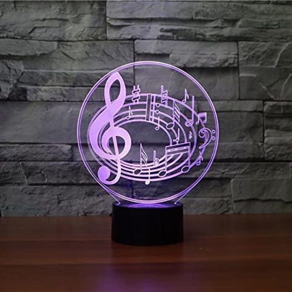 3D Musikalske Noder Form Natlampe 7 Farveskift LED Bordlampe