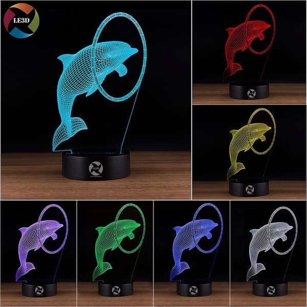 3D Optisk Illusjon Nattlys - 7 LED Fargeskiftende Lampe