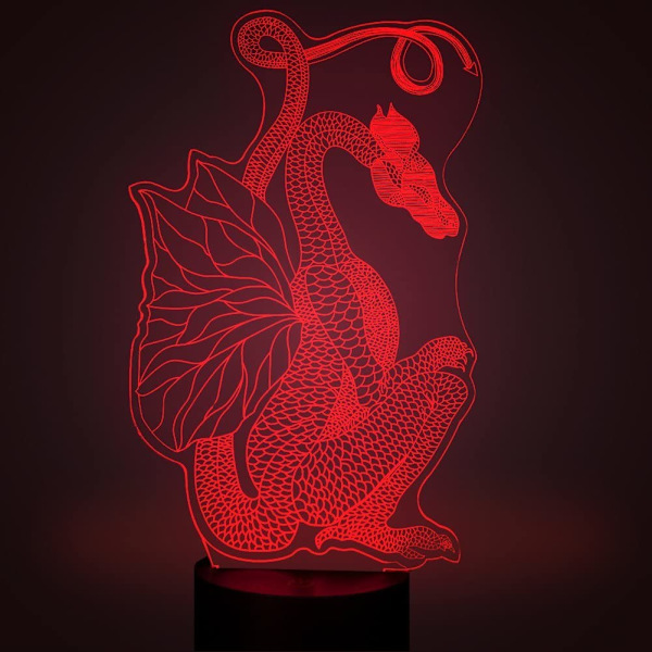 Dragon 3D LED nattlampa touch bordsskiva optisk illusion
