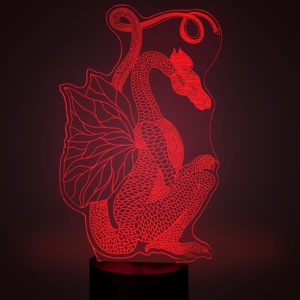 Dragon 3D LED nattlys berøringsbordsk skrivebord optisk illusjon lamper 7 fargeendrende dinosaurlys