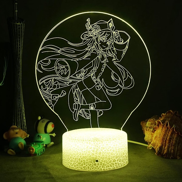 Yövalot Keqing Hahmo Anime Peli 3D LED Pöytälamppu Makuuhuoneen Sisustukseen Led Valo