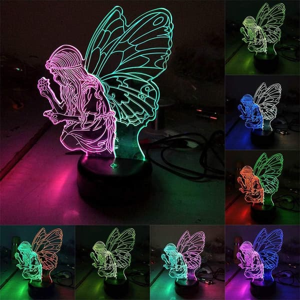 Sommerfugl Nattlys LED 3D Feving Fjernkontroll Lampe