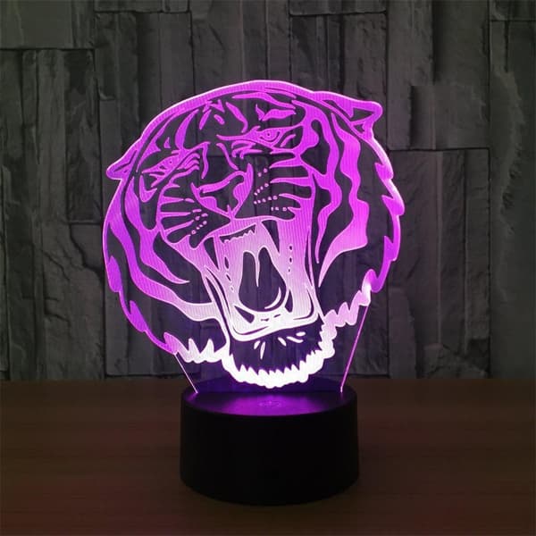 3D Optisk Illusjon Dyr Tiger Fargerik Lyseffekt Til