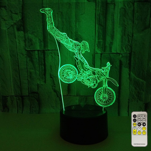 Nattlampor för barn Motocross Lamp LED 3D Illusion USB Mot