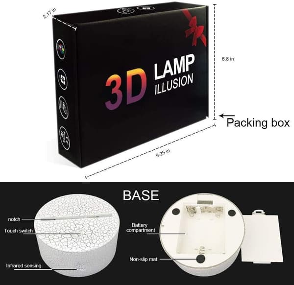 3D Illusion Natlampe Jeg Elsker Dig Gave 3D Natlampe