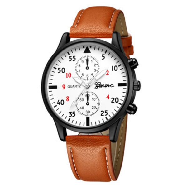 Miesten Retro Nahkaremmi Kellon Analogi Quartz Rannekellot Brown-1