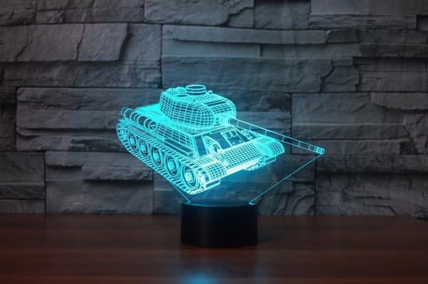 3D Tank Nattlys Bilbord Skrivebord Optisk Illusjon Lamper 7