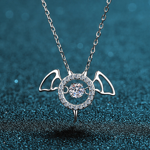 Moissanite Demon Pendant Halsband  S925 Silver D Färg Ideal