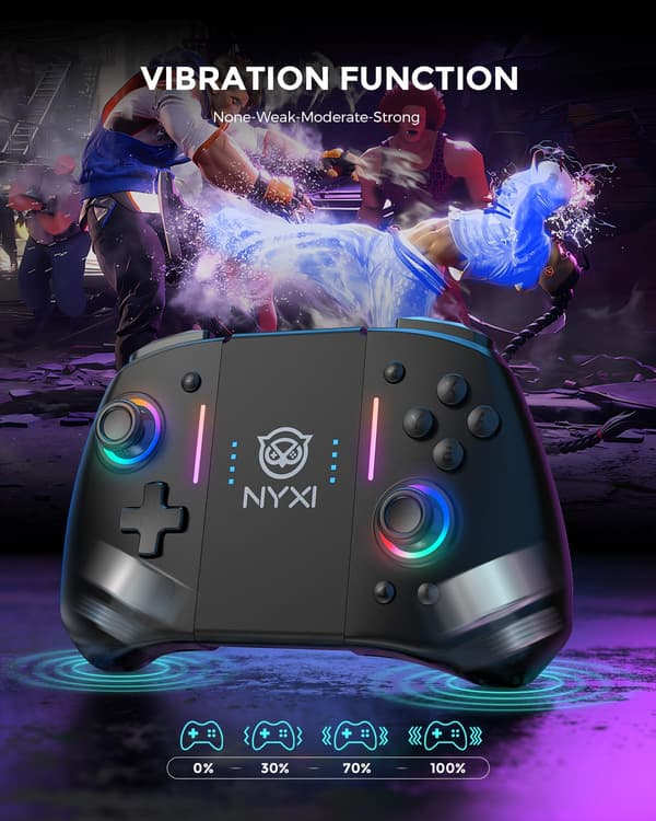 Hyperion Meteor Light trådløs Joy-pad med 8 farvet LED til Switch/Switch OLED-julepakke