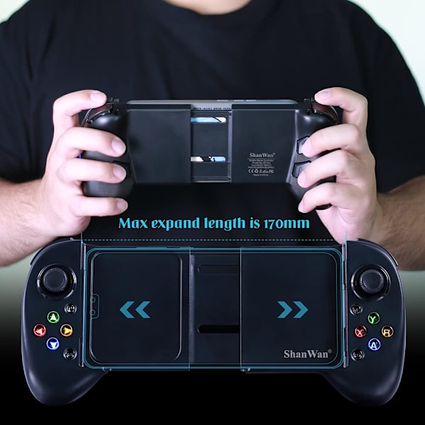 Mobilspelkontroll för Android med 4 mappningsknappar, trådlös Bluetooth-spelkontroll designad för Xbox Game Pass Ultimate, Steam Link, GeForce NOW (F Black