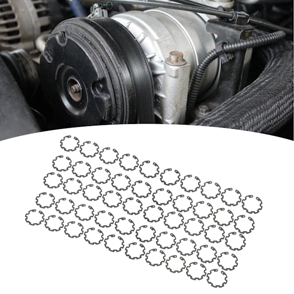 50 stk. 1,3 mm AC-kompressor koblings snap ring sort jern præcis pasform til 10S AC-kompressor koblingsaksel