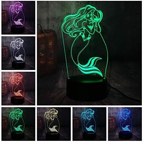 Den lille havfruen LED nattlampe for jenterom eventyr 3