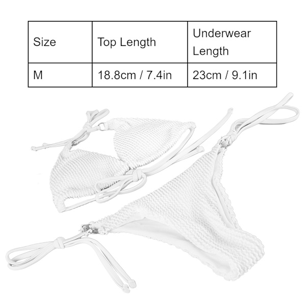 Crisscross Bikini Sæt Binde Side Ren Farve Kvinder 2 Dele Badetøj Badedragt til Sommer Strand Svømning Hvid M