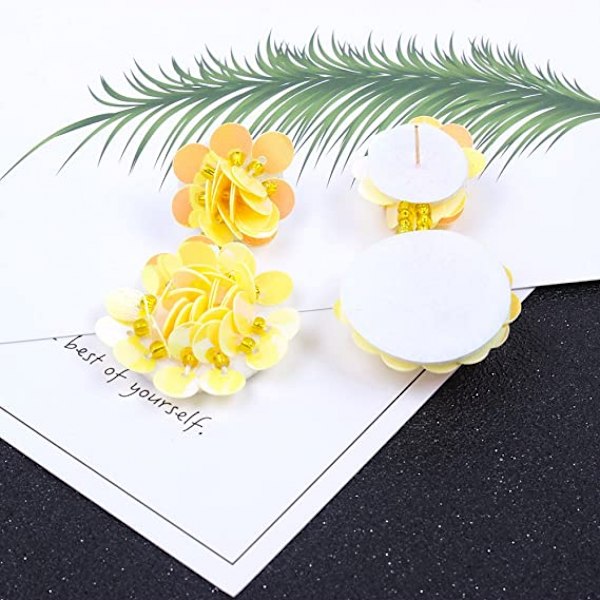 Legering Sequin Blomhänge Örhängen Kvinnor Vackra
