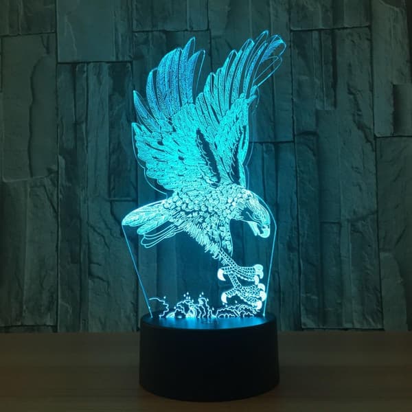 3D Ørneugle Natlampe Dyr USB Touch Switch Borddekoration