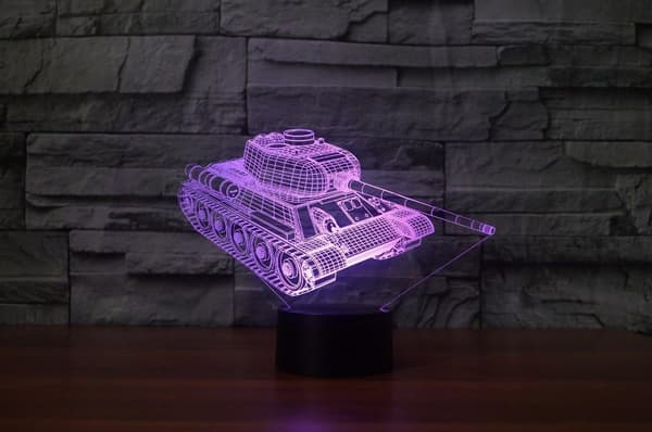 3D Tank Nattlys Bilbord Skrivebord Optisk Illusjon Lamper 7