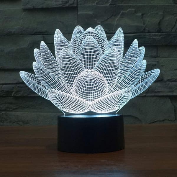3D LED Blomstrende Lotus Optisk Illusion Sensor Natlys med Smart Berøring