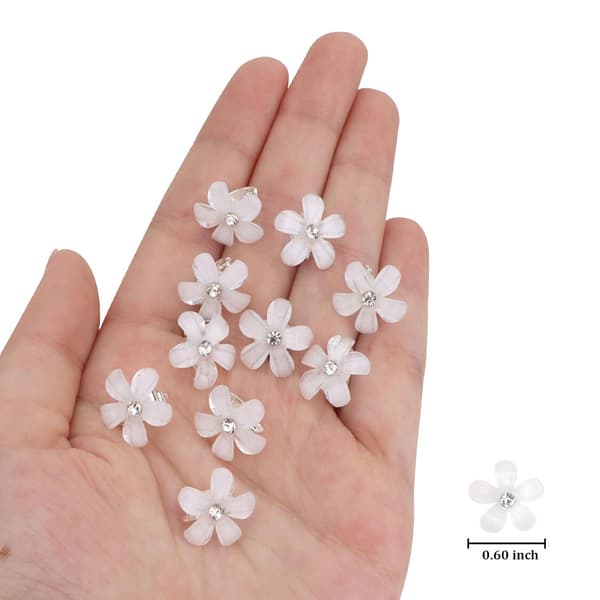 20 STK Mini Hvide Rhinestone Blomster Hårklemmer - Glimrende Brudehårtilbehør til Bryllup, Søde Hårspænder til Kvinder og Piger