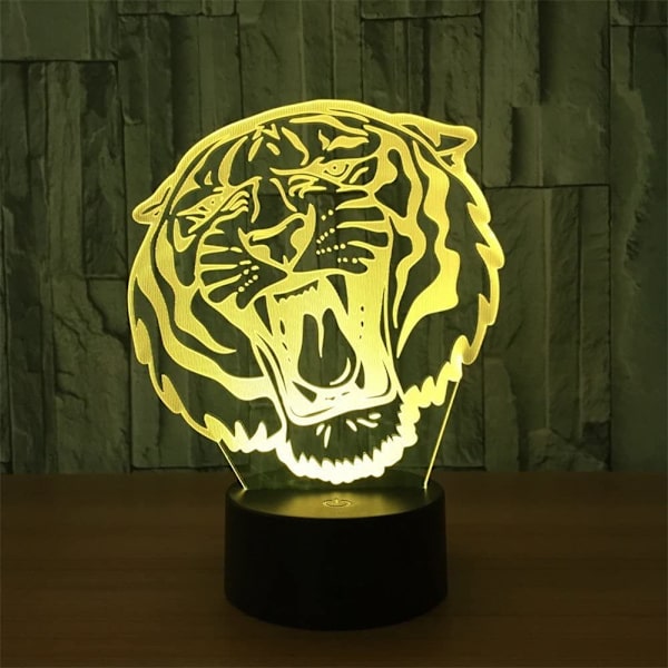 3D Optisk Illusion Dyr Tiger Farverig Lyseffekt Til
