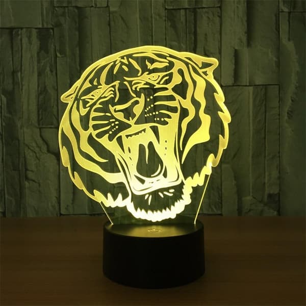 3D Optisk Illusjon Dyr Tiger Fargerik Lyseffekt Til