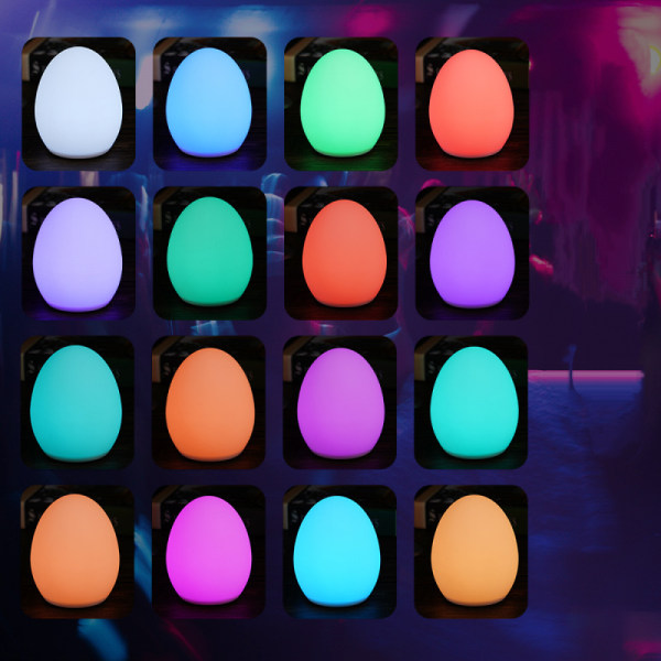 Egg-formet nattlys påske fjernkontrollversjon 16 lys 4 fargeendringsmodus (75 * 90mm silikon egglampe (knappbatteri)