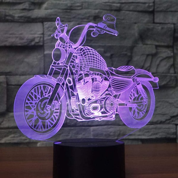 3D Illusion Nattlampa Motorcykel 7 Färgförändrande Touch Switch USB-driven LED Dekoration Bordlampa för Semester Födelsedag Jul Halloween