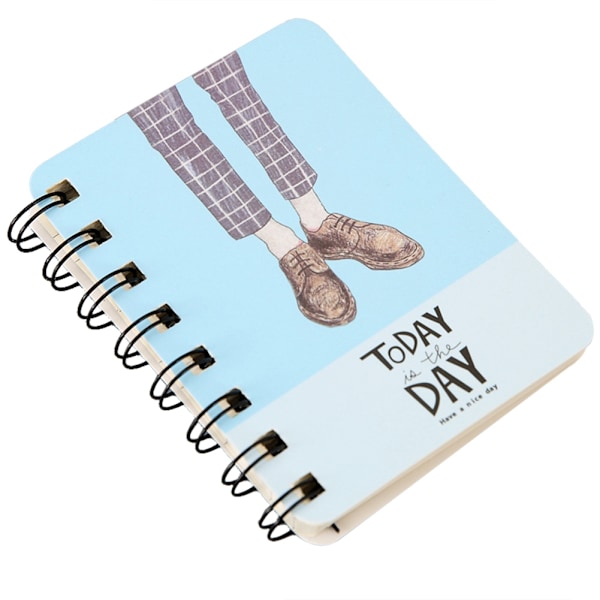 Student Study Classroom Note Drawing Foot Pattern Office Diary Notebook Coil Notepad(blue)