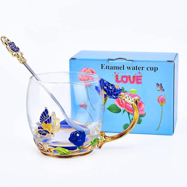 Presenter till Mamma Kvinnor Mors Dag Glas Kaffe Emaljmugg Bästa Födelsedags Alla Hjärtans Dag Presenter till Hennes Flickvän Fru från Dotter Son Va blue