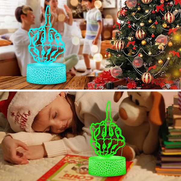 3D Illusions nattlampe skrivebordslampe, 7 farger automatisk gradvis skiftende USB-drevet LED-lys med berøringsbryter for barnegavene hjemmedekorasjon (svart base