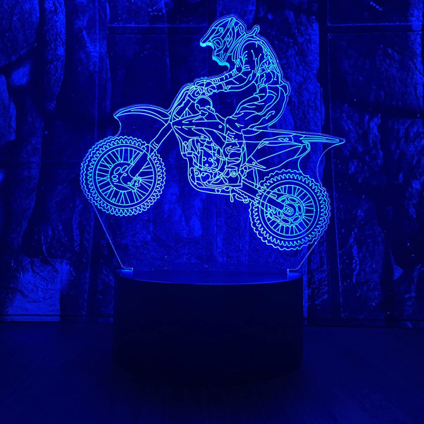 Nyhed Mtb Motocross Cykel 3D LED Optisk Illusion Sove Natlys med Fjernbetjening 16 Farver Soveværelse Dekoration Bordlampe Fødselsdag Jul Gaver til Udendørs