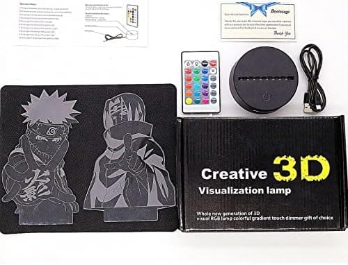 Nattlampe 3D Anime LED-lys 3D Visuell Illusjonslampe Berøring