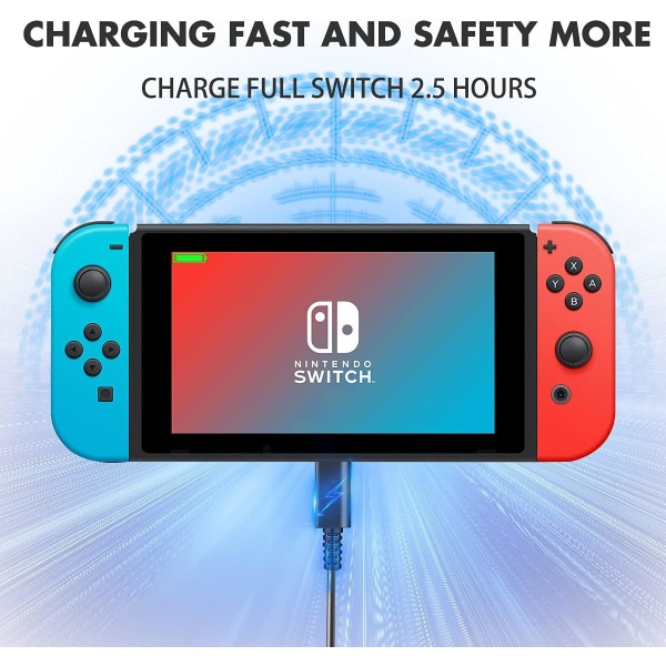 Laturi Nintendo Switchille ja Switch Litelle ja Switch OLEDille, tukee Nintendo Switch TV Dock -tilaa AC-virtalähdesovitin, Type C -laturikaapeli S:lle