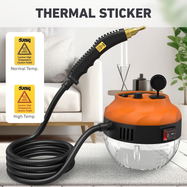 2500W håndholdt damprenser til rengøring, 1000ML højtryks damprenser til møbler, dybderens gulvtæpper, fliser, linoleum, arbejdsflader, vinduer