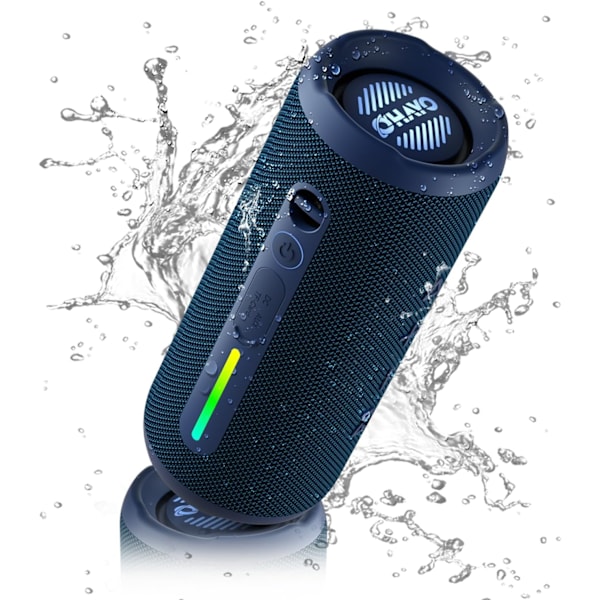 Bärbar Bluetooth-högtalare - IPX7 Vattentät, Trådlös Stereoparning, 25 timmars speltid, 24W Högt ljud, Bluetooth 5.3, Basförstärkning, Blue
