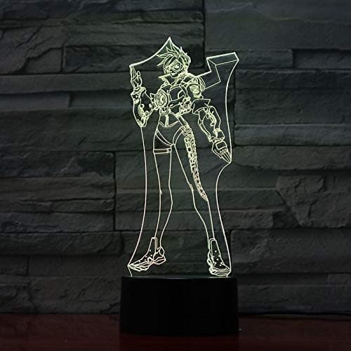 3D Spilkarakterer Natlampe, 3D Illusionslampe 16 Farver Ch