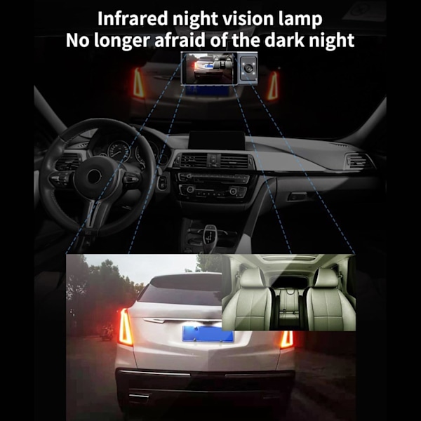 Dashcam, WiFi 1080P FHD Bilskörningsinspelare, Dubbla objektiv Fram och Inuti Kameror HD med Nattseende& G-sensor&Parkeringsövervakning&Loop-inspelning&Rever