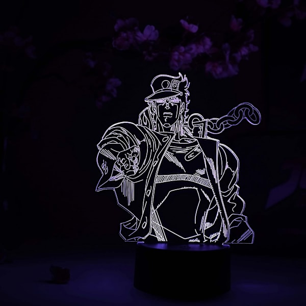 Jotaro Kujo Otaku Lampe – JoJo's Bizarre Adventure – Anime Lampe Figur Nattlys, 16 Farger RGB LED – Fjernkontroll