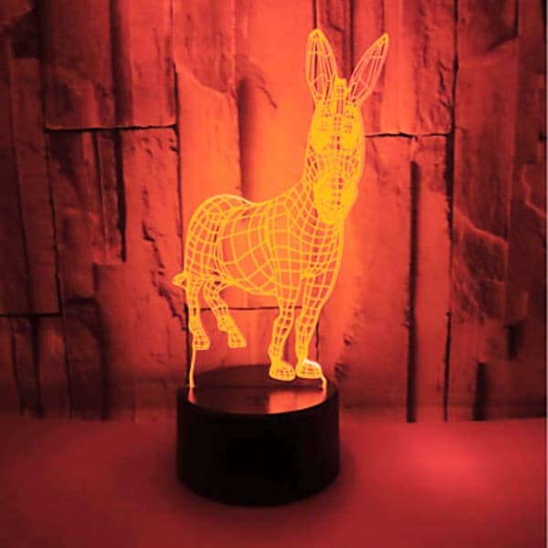 3D Æsel Natlampe Illusion Natlampe 7 Farve Chan