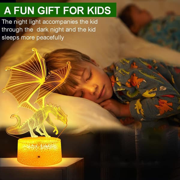 Drage lampe Drage Leker Nattlys 16 Farger Endring 3D Op
