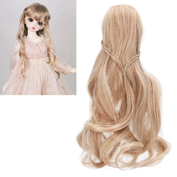 Dockhår Peruk Lockig Stil Ren Lugg DIY Klippning Mjuk Docktillbehör för 1/3 8 till 9in Huvudomkrets BJD Docka Smoky Brown