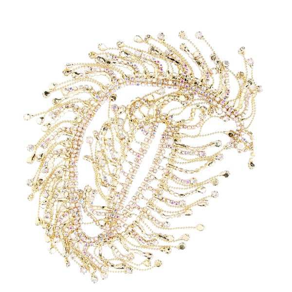 Rhinestone Tassel Chain Fringe Brudapplikation Trim Crystal Kläder Väska Dekoration Golden AB Färgglad