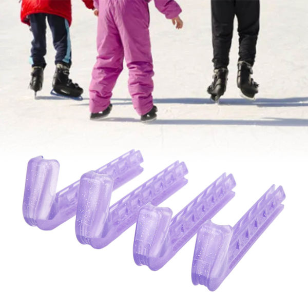 2 paria luistinvartijaa, kannettavat jääluistinten teränsuojat, säädettävät jääluistinten teränsuojat jääkiekko- ja taitoluistimille Purple