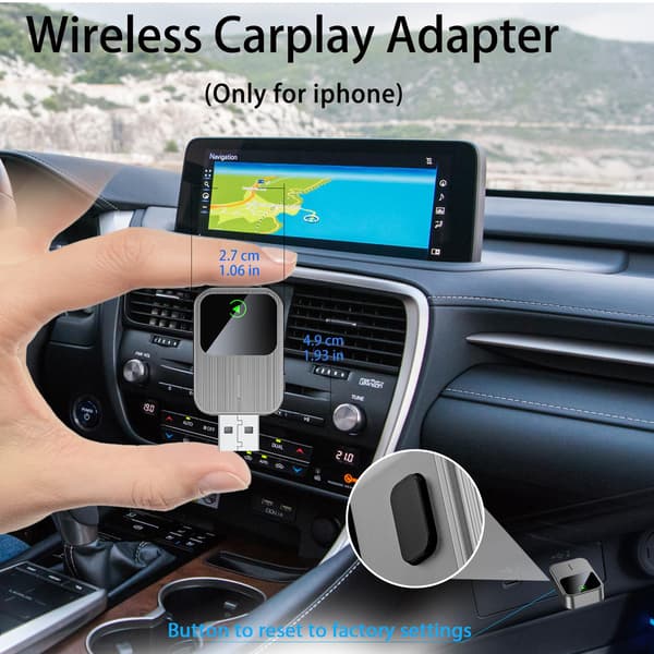 Plug-and-Play trådløs adapter til kablede CarPlay-systemer, hurtig og stabil forbindelse med Mini USB, sort Black