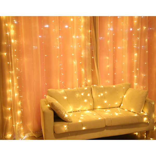300 LED fönstergardin ljusslinga bröllopsfest hem Garde Warm White