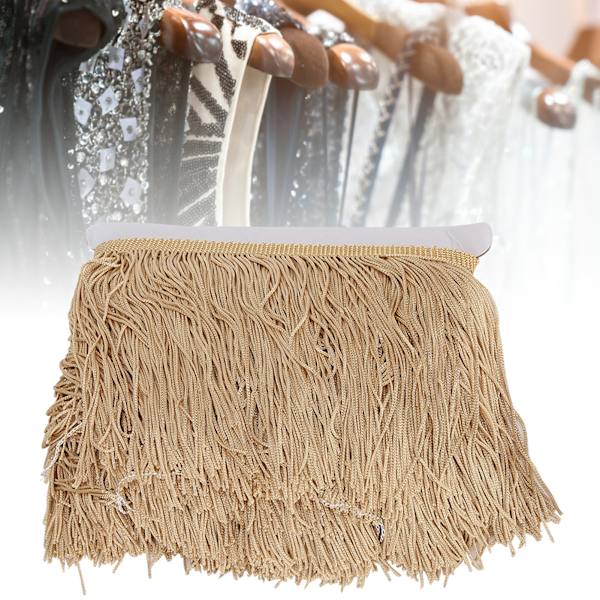 10yd 14cm Lang Frynser Latin Kjole Kvaster Polyester Blonder Trim Bånd Sy Scene DIY Gardin Beklædning TilbehørLyse Kaffe